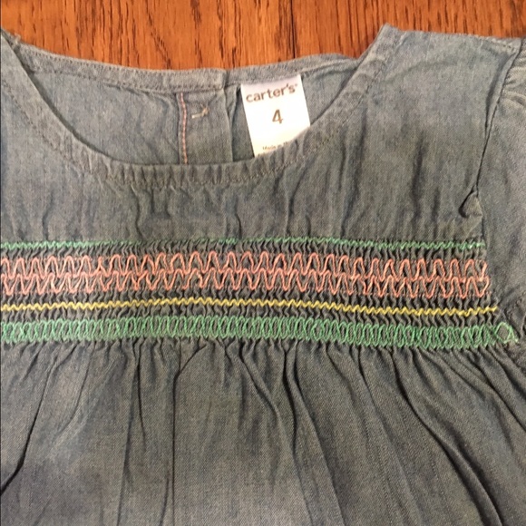 NWT Carter's Chambray Denim Embroidered Top - Picture 2 of 3