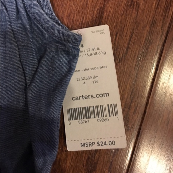 NWT Carter's Chambray Denim Embroidered Top - Picture 3 of 3