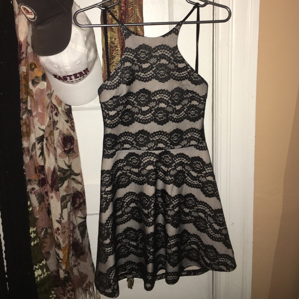 Black Lace Open Back dress 2