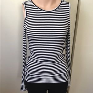 Philosophy Black/white Striped Cold Shoulder