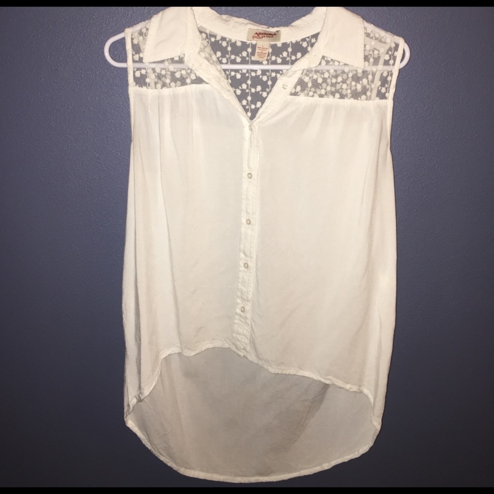 White lace high low tank top, size L never worn