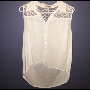 White lace high low tank top, size L never worn