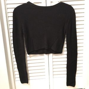TopShop Black Long Sleeve Crop Top