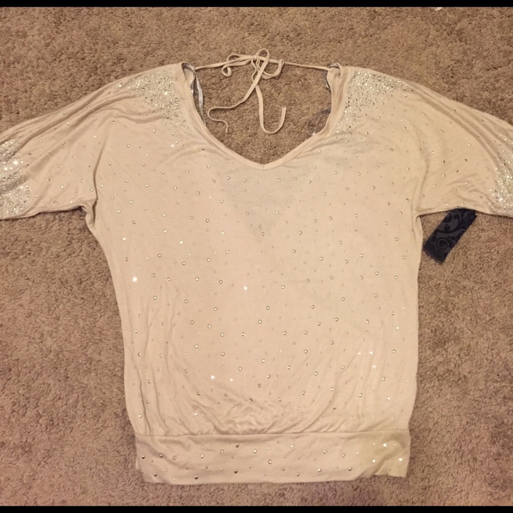 Silver rhinestone embellished shirt