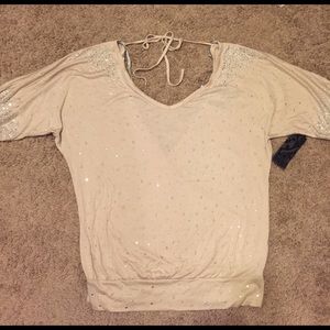 Silver rhinestone embellished shirt