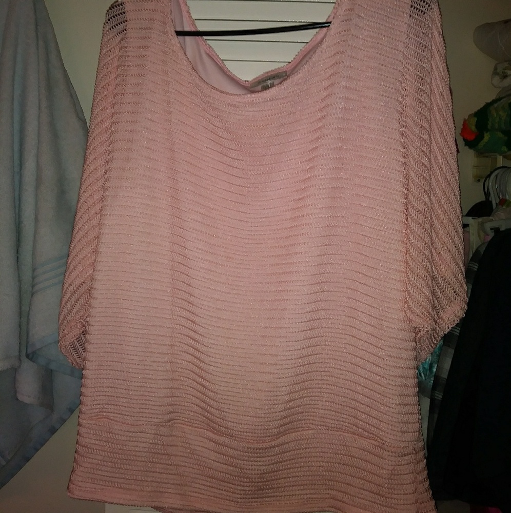 Pink mesh blouse short sleeves