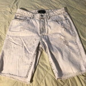 Forever 21 Men's Thrashed/Acid Washed Denim Shorts