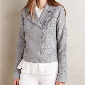 New Gray Vegan Suede Moto Jacket