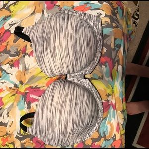 Gray & black striped bra
