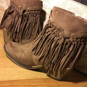 Fringe Studded Ankle Booties
