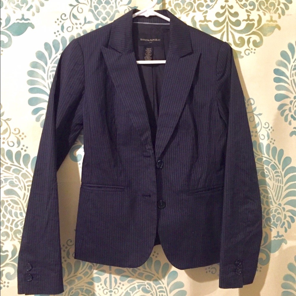 Banana Republic- Cotton Blue Pinstriped Blazer