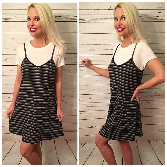 Dresses & Skirts - LAST 1! 😊ribbed stripe tee shirt tank dress/tunic