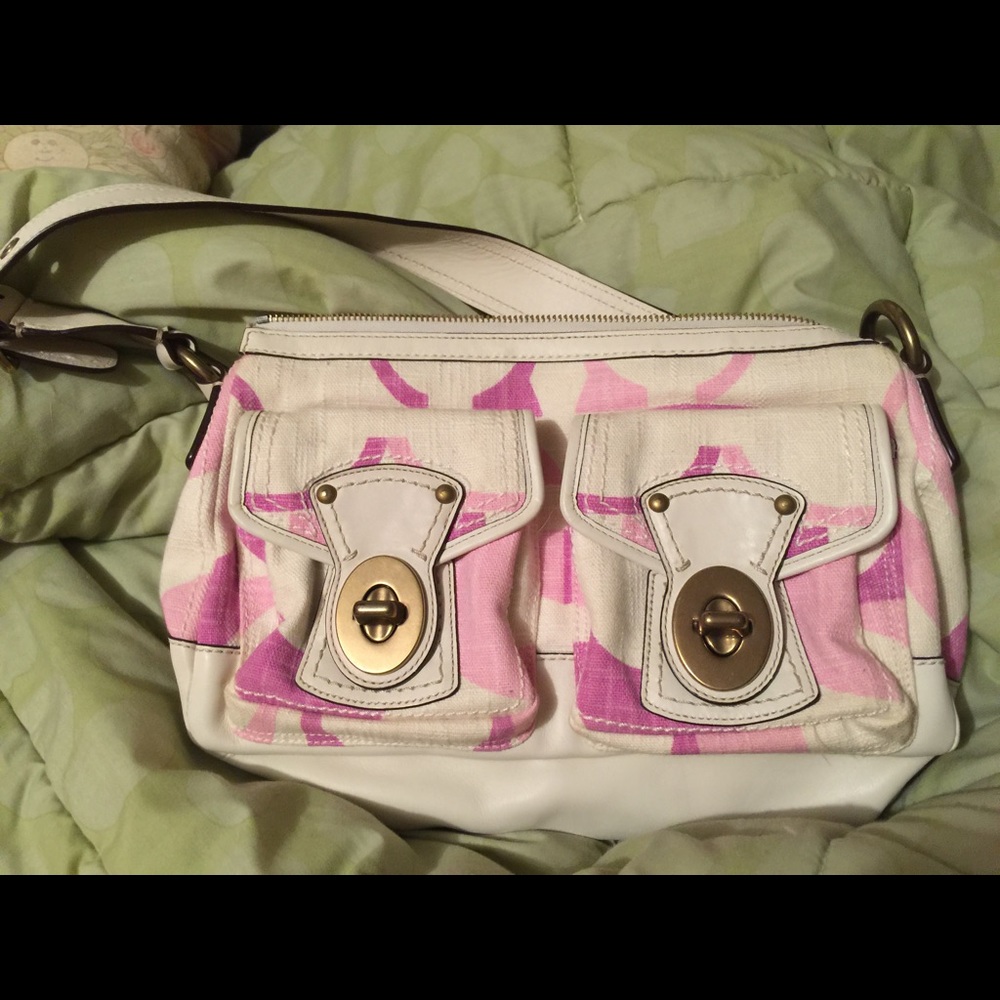 Coach Handbag pink/off white