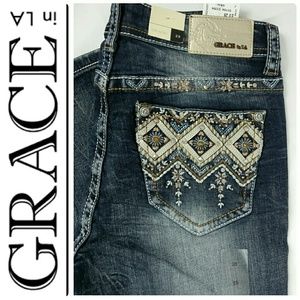 NWT- GRACE in LA Easy Fit Bootcut jeans 28x33