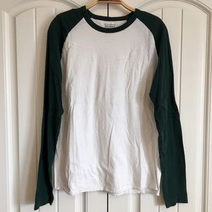 Green and White Baseball Tee, 3/4 Sleeves