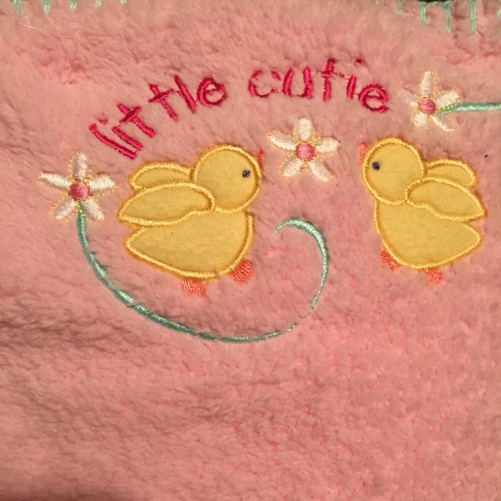 Pink fuzzy baby blanket