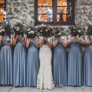 Dusty Blue Long Convertible Gown Dress Bridesmaid