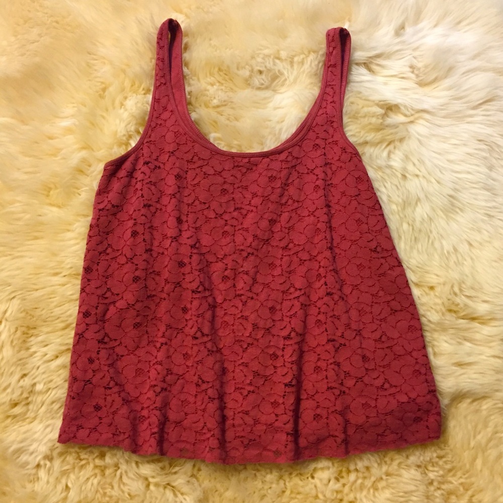 Red Floral Lace Top