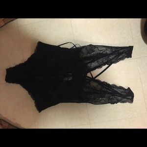 Black lace lingerie bodysuit
