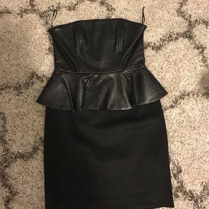 Black leather peplum dress