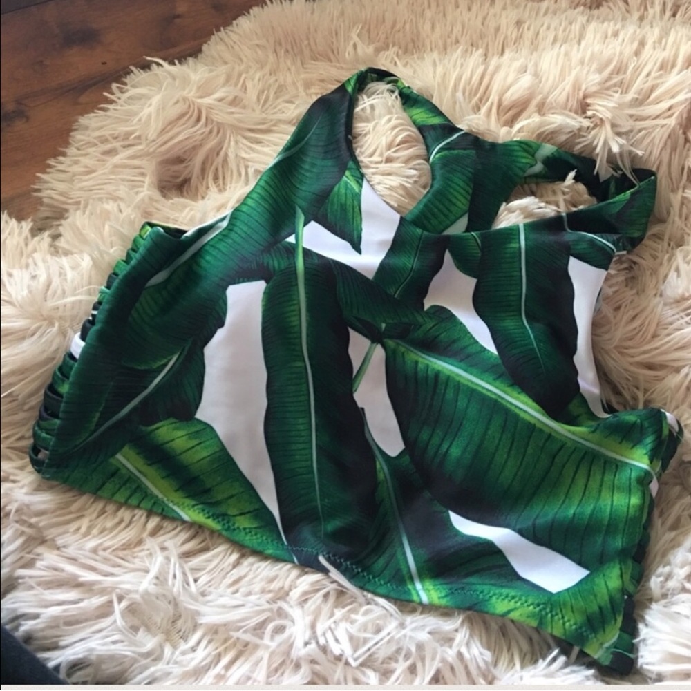 ⛱SALE The Lanai • Green Palm Racerback Bikini - Picture 3 of 5