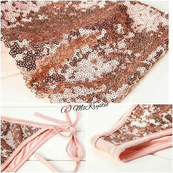 ๐จLast Large!๐จPink Halter Sequins Bikini - Picture 3 of 6