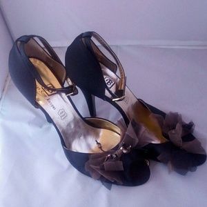 Italian black ankle strap pump