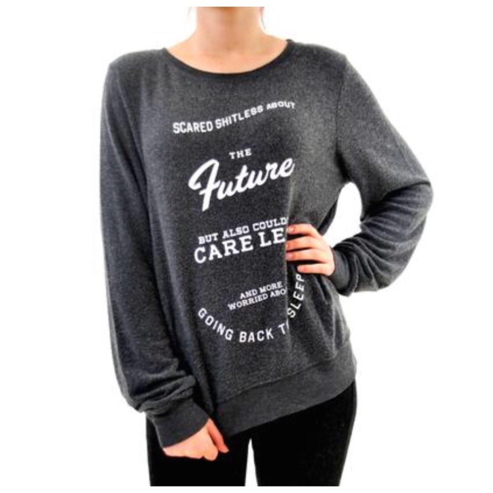 Wildfox Care Less Baggy Beach Jumper [clean black]