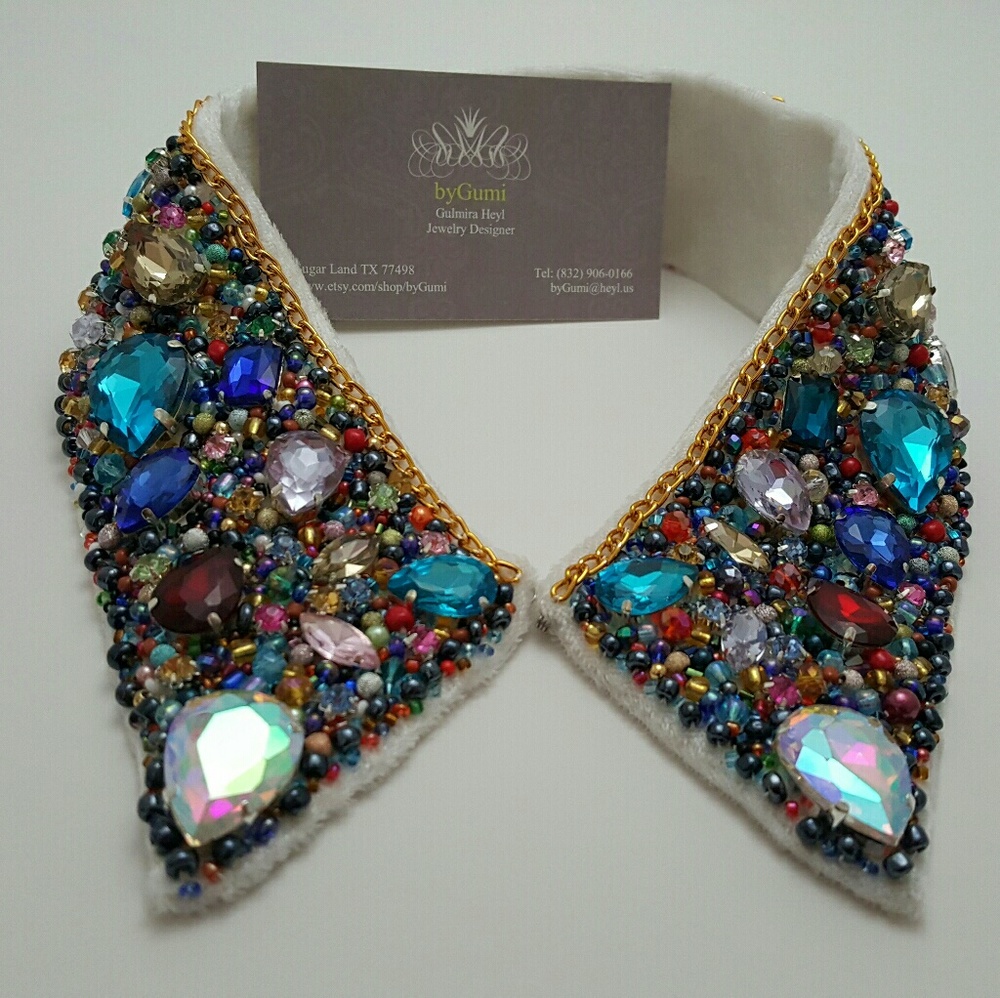 Dior style bead embroidery  collar
