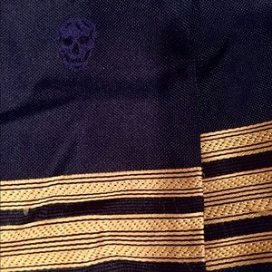 Alexander McQueen men's silk scarf Nvy/Gold