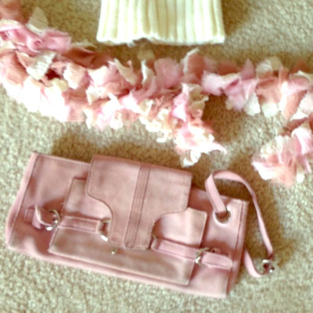 Arden B - Pink clutch with matching scarf