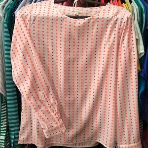 Gap Pink/Coral Polka Dot Chiffon Blouse (S)