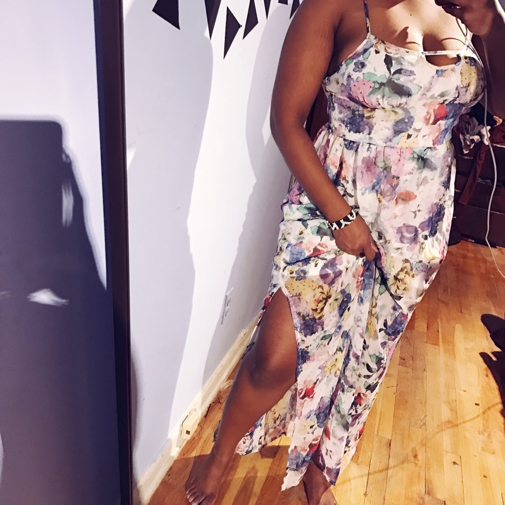 Floral slit maxi dress