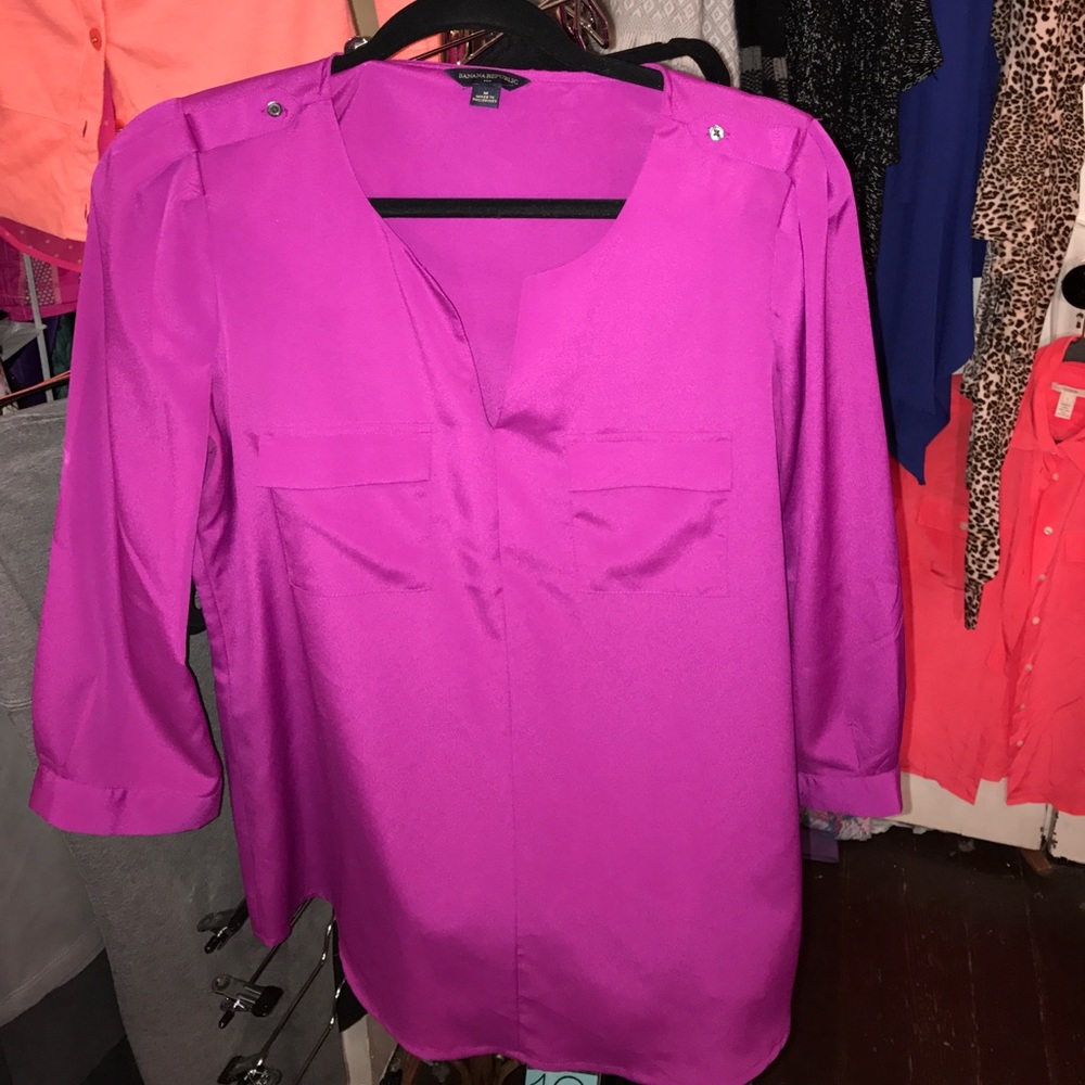 Banana Republic Magenta Chiffon Blouse (M)