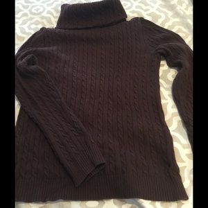 Jones NY Brown Cable Knit Turtleneck Sweater