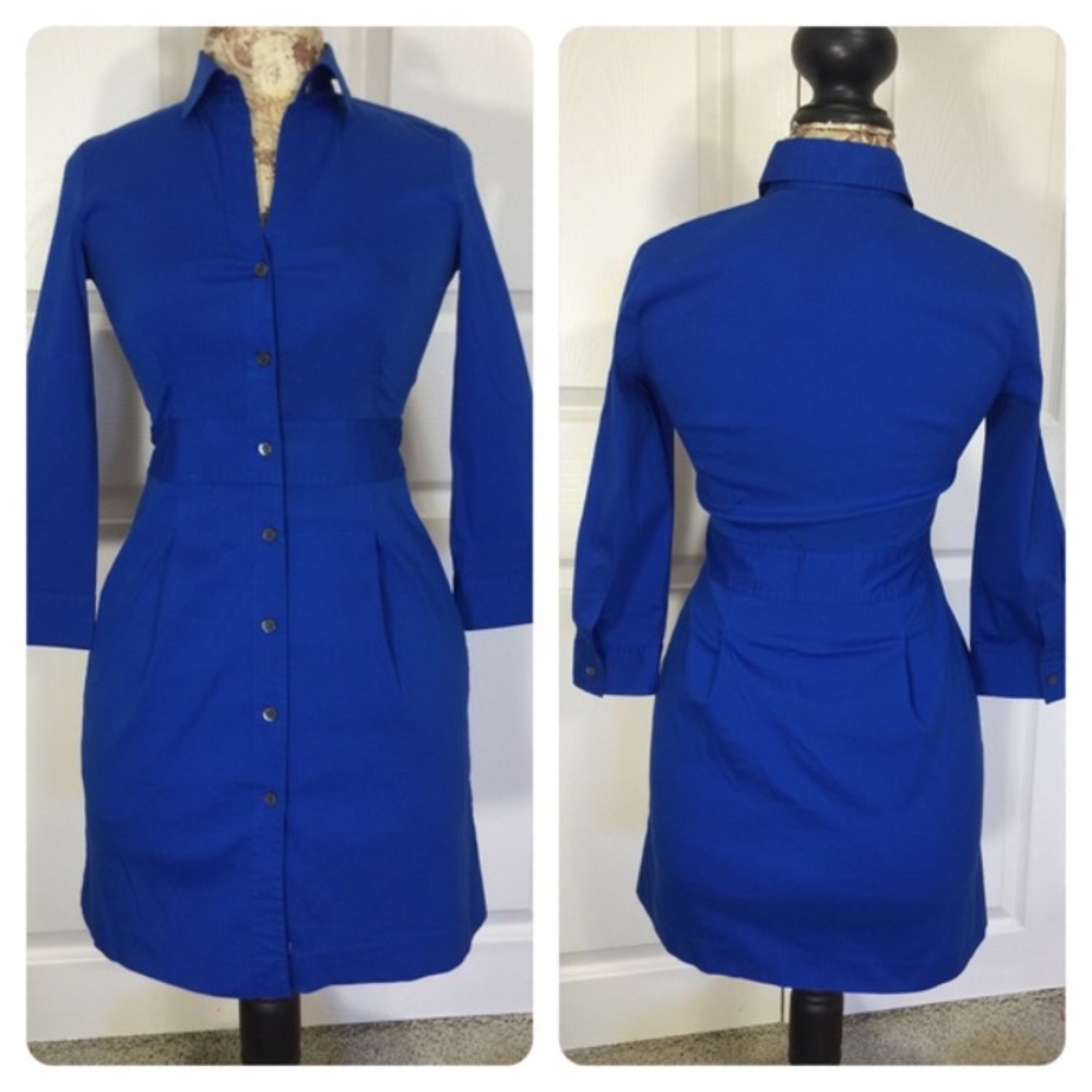EUC Theory Royal Blue Shirt Dress Size 2.