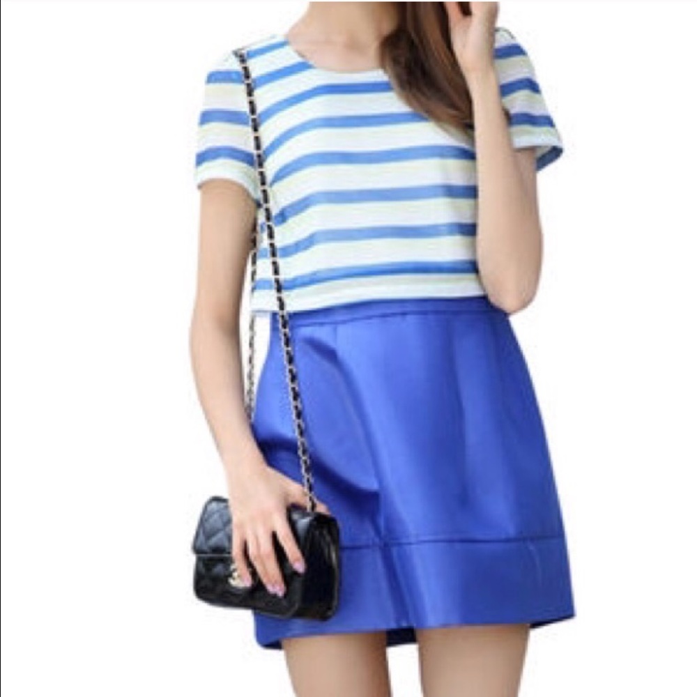 Patch Stripes Fresh Color A-Line Dress