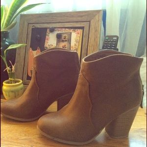 Brown faux leather boots