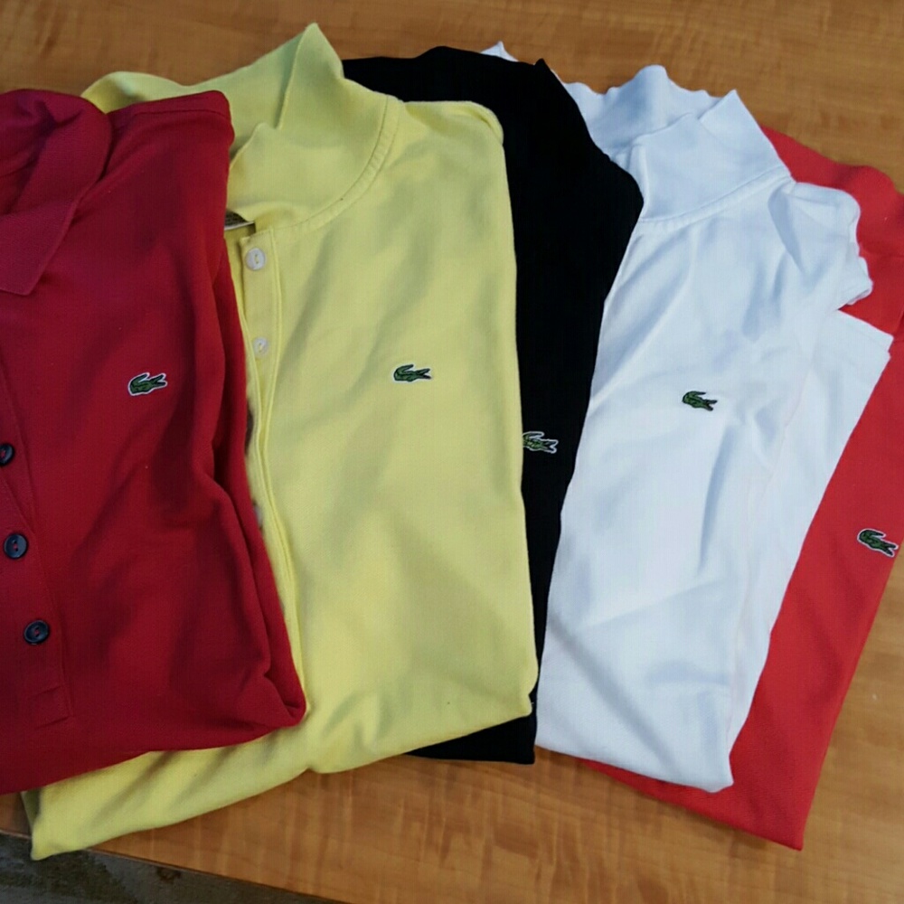 5 Lacoste Collared Tee Shirts