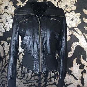 Faux leather moto jacket