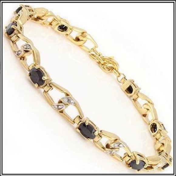 8.28ctw Black Sapphire & Diamond Bracelet - Picture 1 of 3