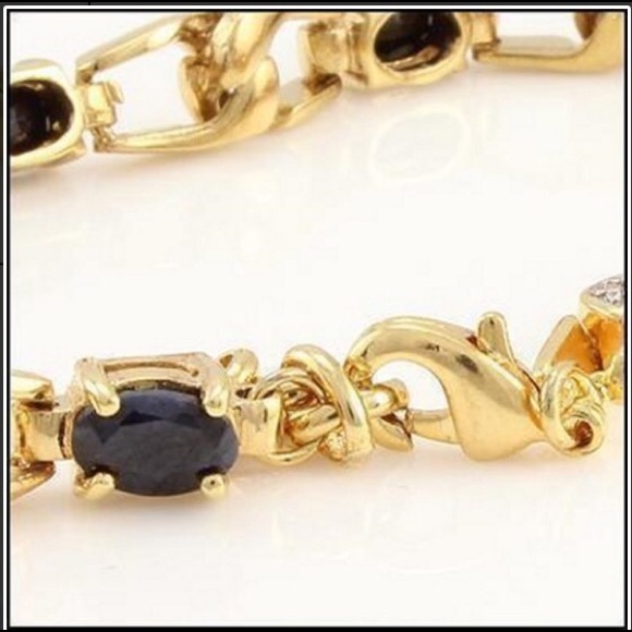 8.28ctw Black Sapphire & Diamond Bracelet - Picture 2 of 3