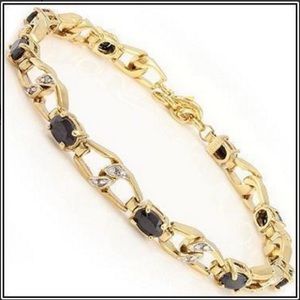 8.28ctw Black Sapphire & Diamond Bracelet