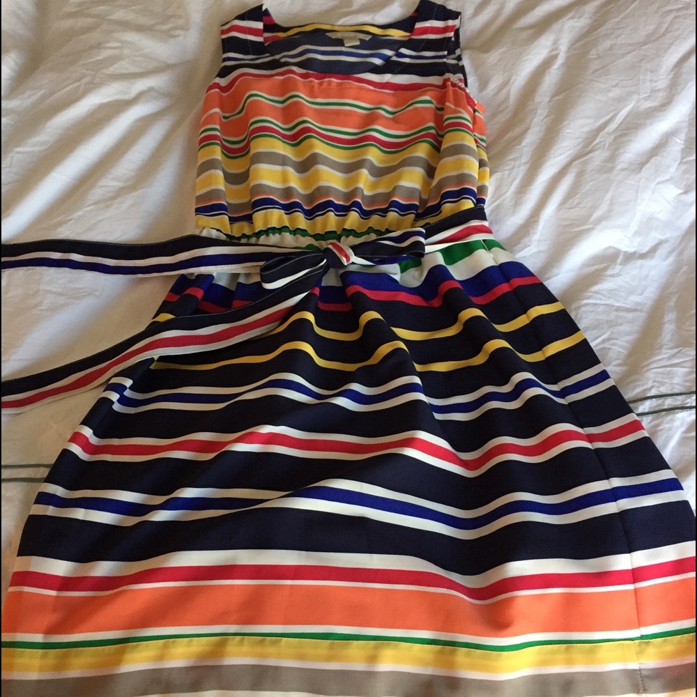 EUC striped belted dress