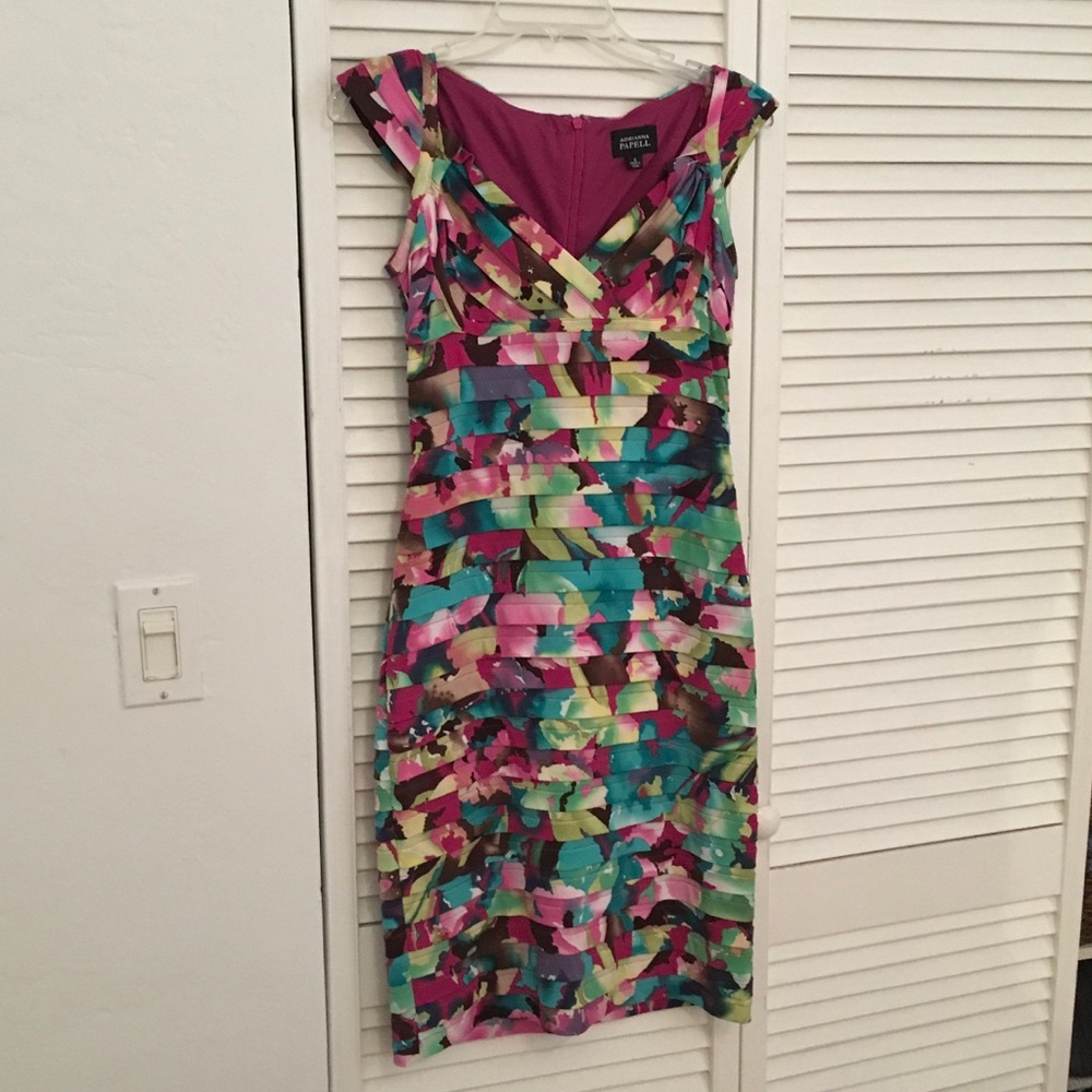 Adrianna Papell shutter stretch cocktail dress