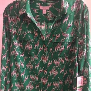 Charter Club Giraffe Green Blouse