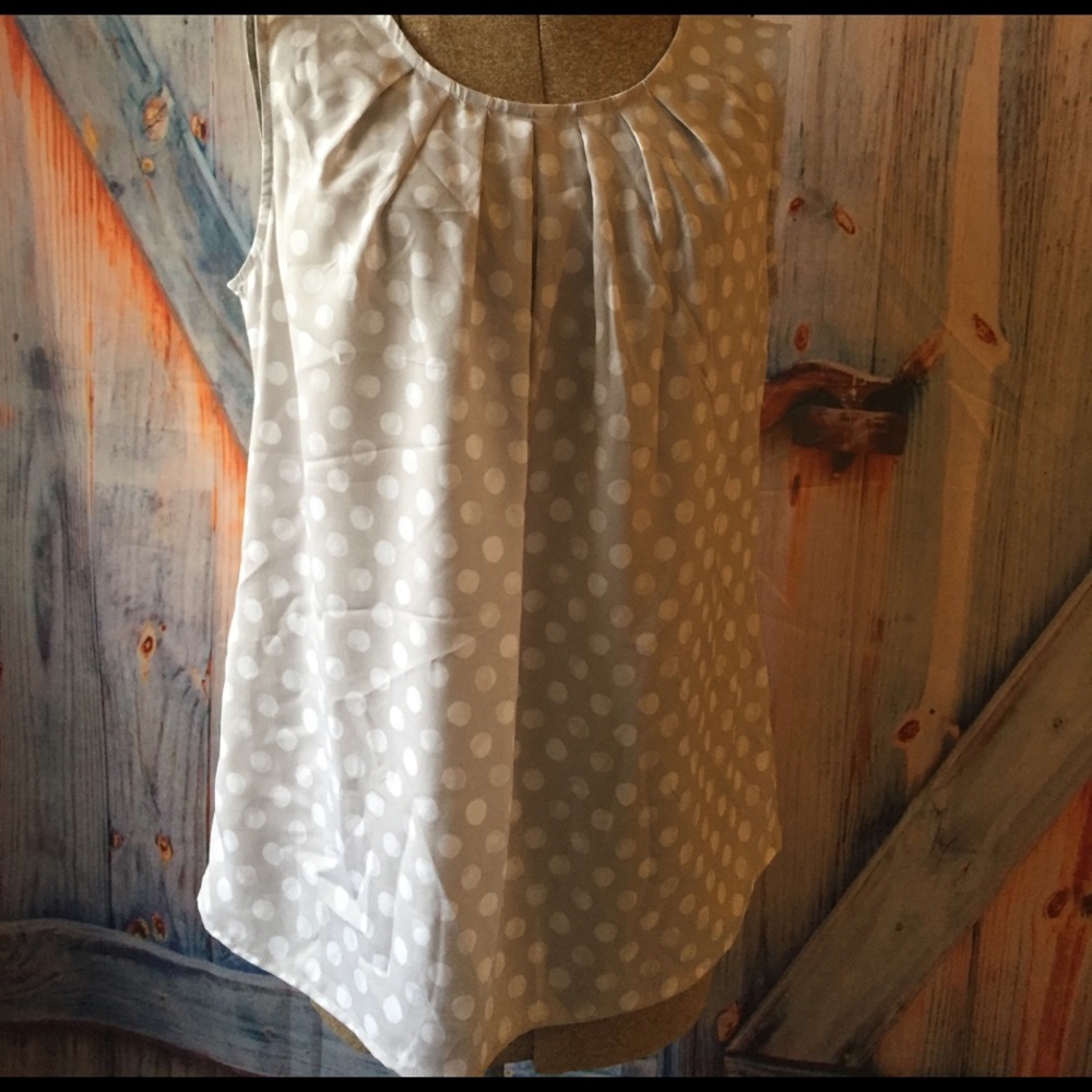 Merona Light Gray Polkadot Tank Top