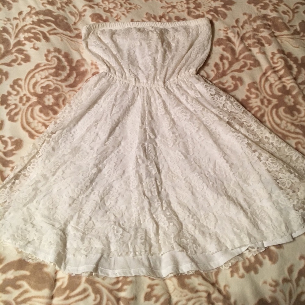 Hollister white Lacey strapless dress