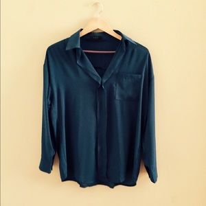 Dark turquoise collared blouse / Never worn