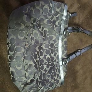 Mid size used coach purse. Sliver/ grey